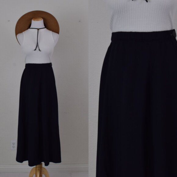DION Dresses & Skirts - Vintage 80s DION Navy Midi Skirt size L |‎ 28-30 waist